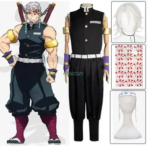 Anime Uzui Tengen Cosplay Costume Demon Killer Team Uniform Men Adult Carnival Anime Clothes Wig Tattoo Stickers Cosplay Costume