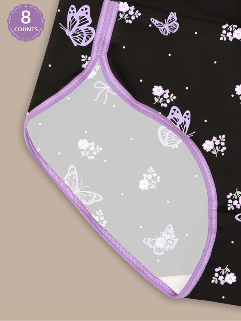 Women's Butterfly & Letter  Print High Waist Panty, Soft Comfy Breathable Knicker for Daily Wear, Underwear for Women