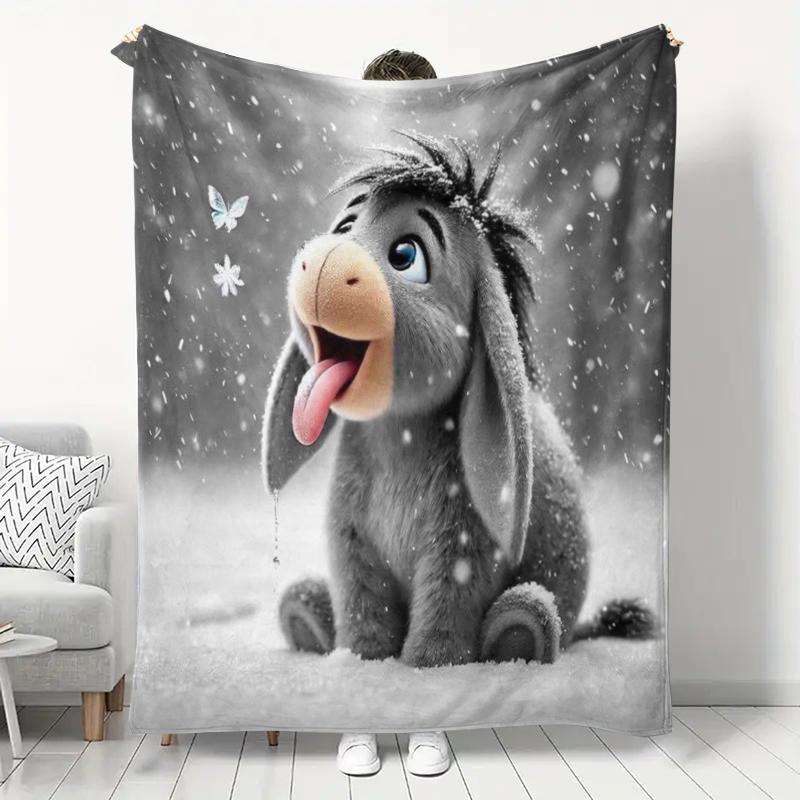 Adorable Donkey Ear Snow Rug, Perfect Home Use, Festival Gift Blanket, Cute Design, Suitable for All Seasons, 1 Piece