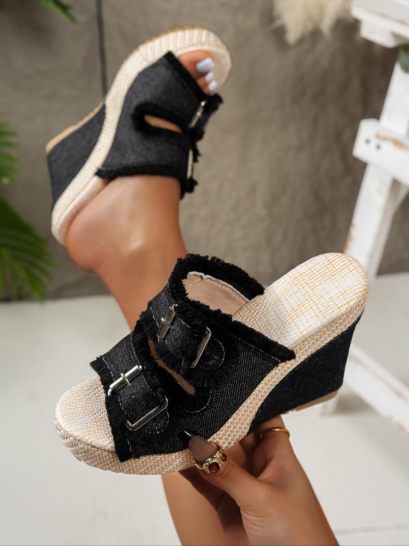 Women's Fashionable Wedge Sandals, Casual Comfortable Platform Sandals for Summer, Bohemian Trending Sandals, Female All-match Shoes for Daily Wear