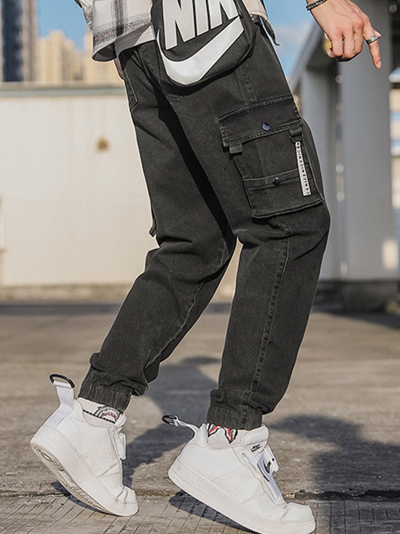 Teen Boys American Retro Loose Jeans, Campus Daily Street Skateboard Wide Leg Long Pants, Fashion Slim-Fitting All Seasons