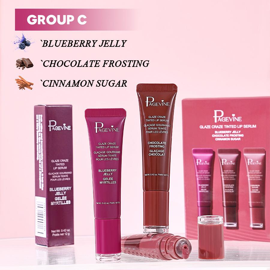 Page Vine Lip Gloss Set, Liquid Lipstick & Balm Trio, Moisturizing Long-Lasting Formula, Berry Color, Perfect for Women