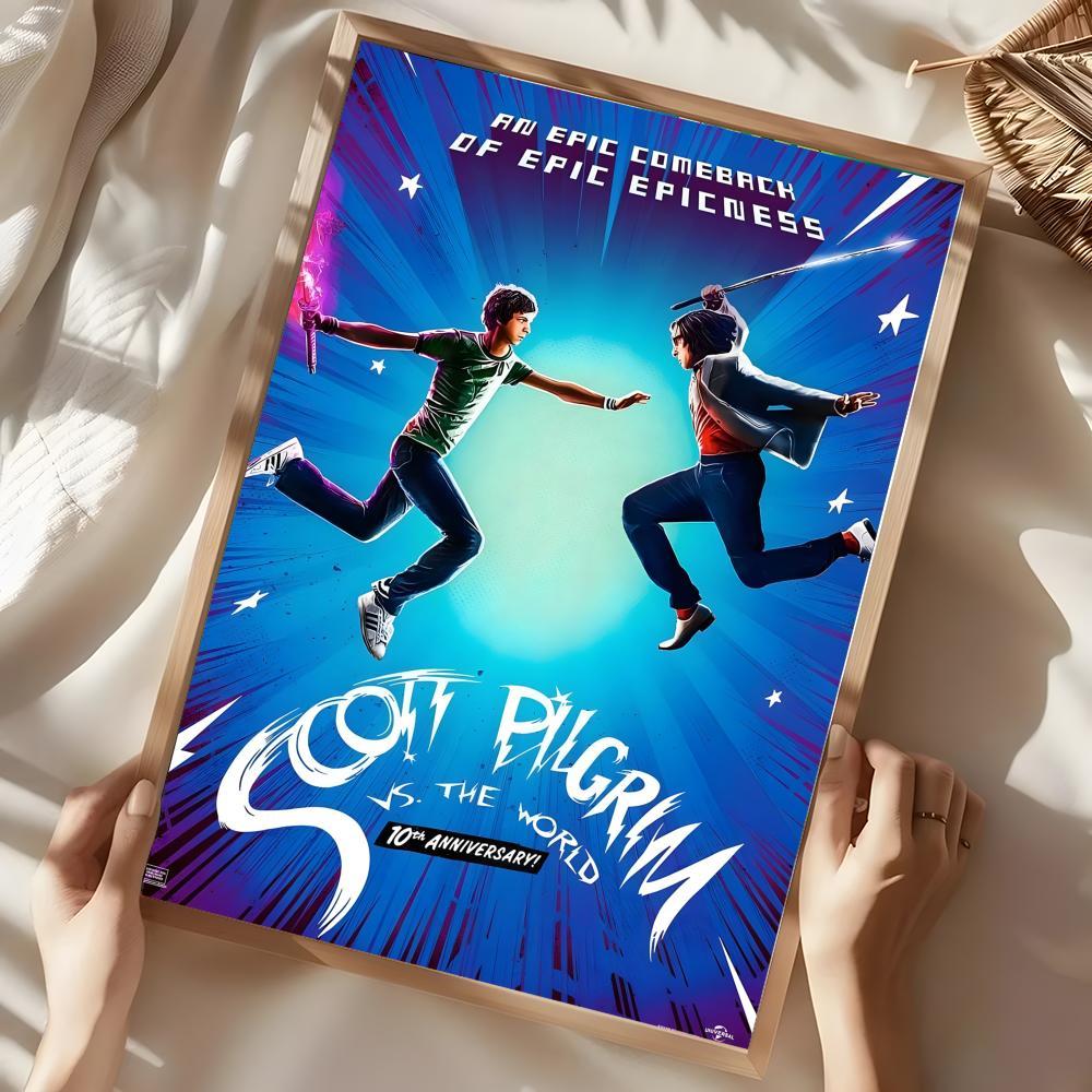 S-Scott P-Pilgrim vs. the World Poster Illustrations Wall art print art suitable for living room bedroom bar parlor home decoration gift  Custom Photo Poster  Personalized Wall Art