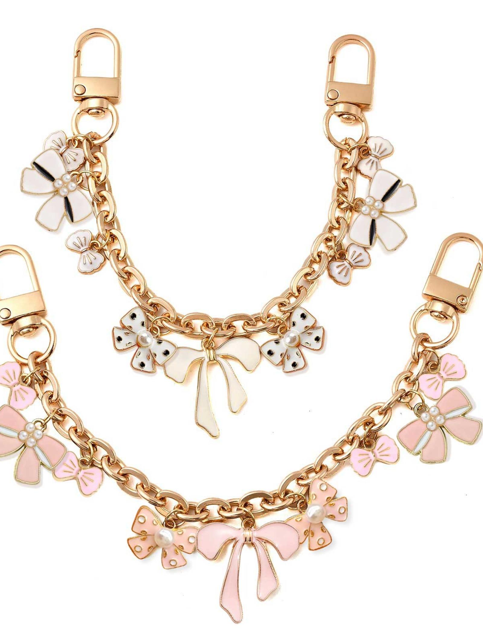 Bow Bag, Fashion Chain Strap, Chain Purse Handbag Charms with Enamel Bowknot Charms Bow Purse Strap Bag Extension Replacement Keychain Accessories for Handbags Shoulder Tote Crossbody