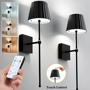 A LED Wall Lamp with Touch Control, a USB Metal Wall Light with Remote Control, LED Night Light, Indoor Lighting, Dimmable, Timer, Adjustable Lights, Rechargeable Wall Lamp with Three Color Temperatures, Suitable for Bedrooms, Living Rooms