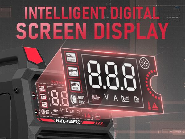 YESWELDER FLUX-135PRO 135Amp 110V Flux Core MIG Welder, Gasless MIG/Lift TIG/Stick 3-in-1 Welding Machine, Digital Display DC IGBT Synergic Control