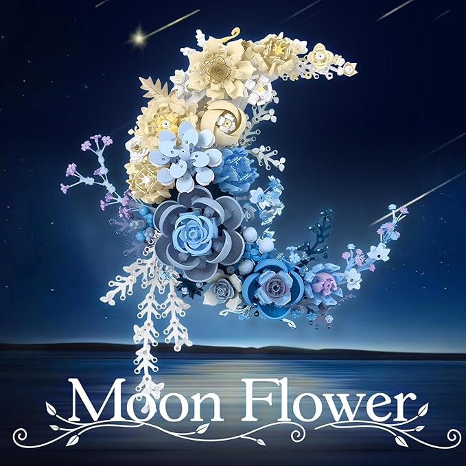 Moon Flower Brand Faux Roses Bouquet Artificial Rose Bouquet Crescent-Shaped Botanical Collection for Adults Kids Unique Décor Table Wall Decoration Home Decor Great Gift for Her Him