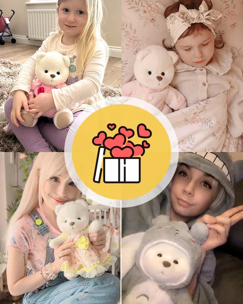 Getahug Red Sweatshirt Teddy Bear - Handmade Plush Toy, Cute Face with Blush, Stuffed Animal, Christmas Little Gifts for Girls, Christmasgift, Christmasgiftideas