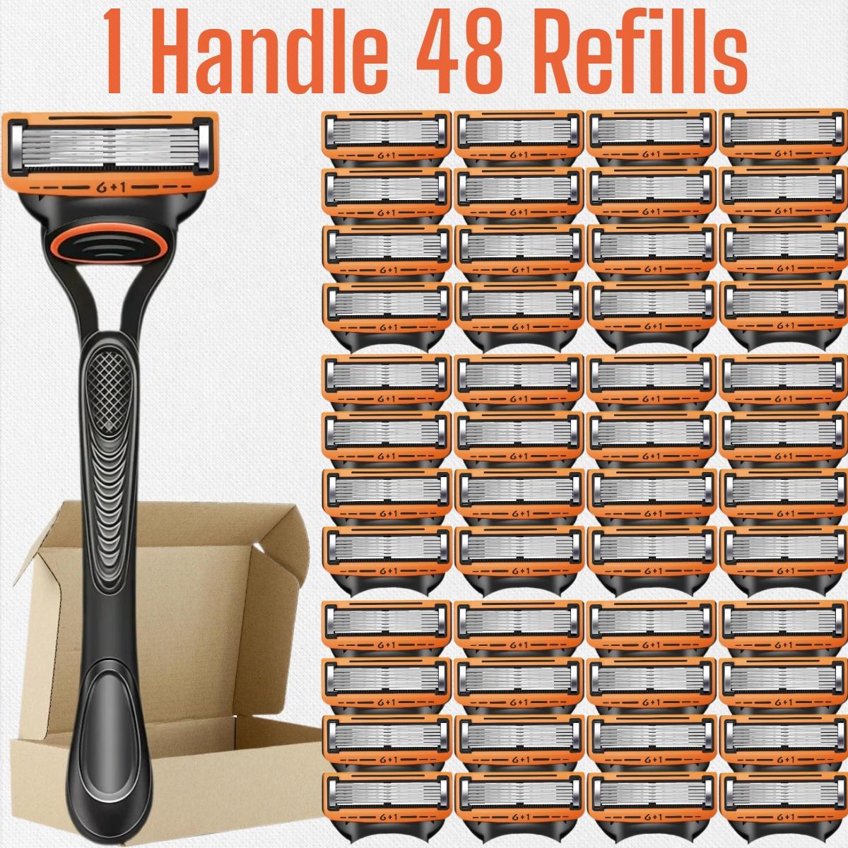 Men's Shaving Razor Set with 1 Handle and Extra Refills, Precision Trimmer, Stainless Steel Blades, Universal Fit, Sealed Packaging