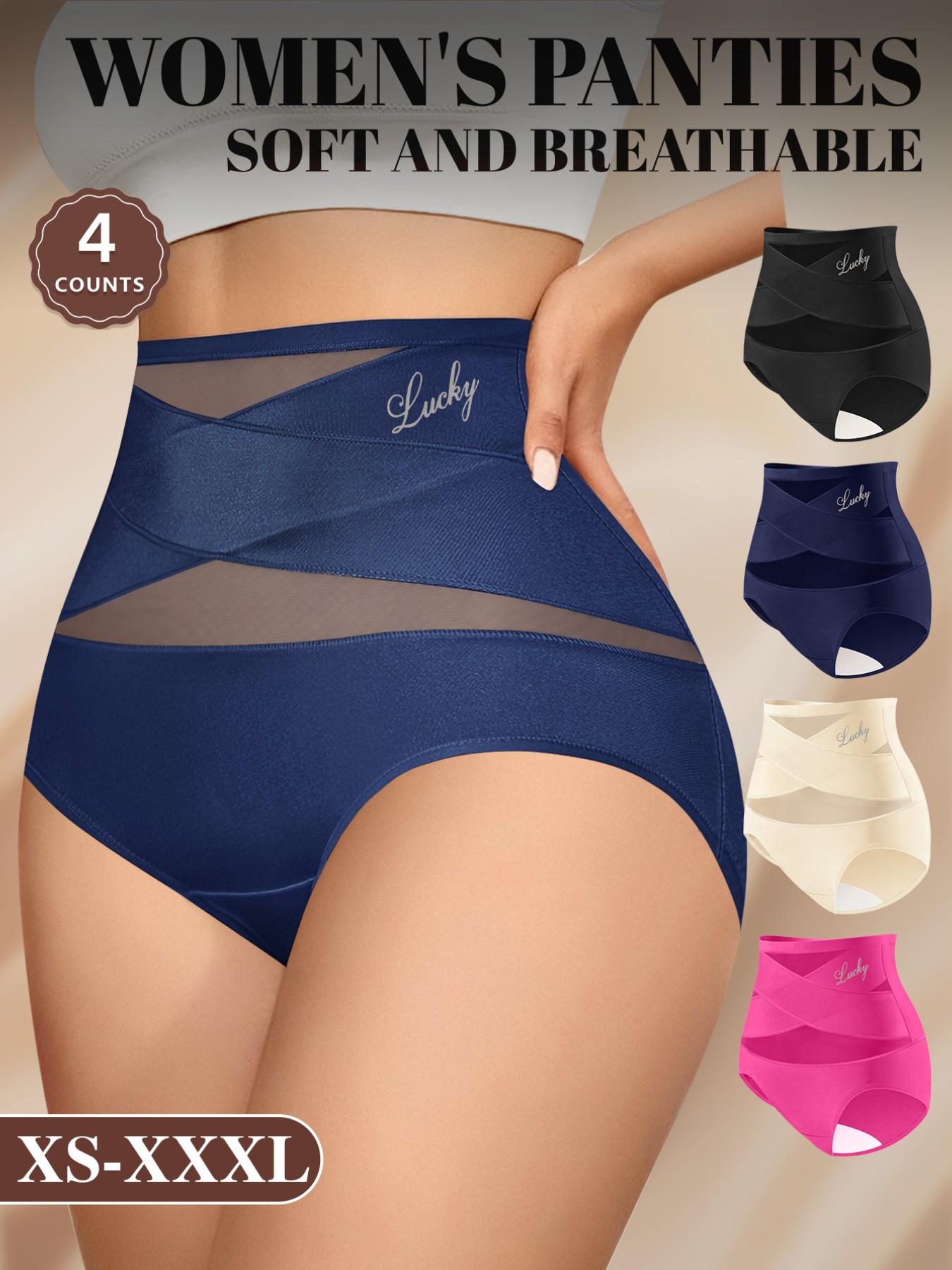 Women's High-Waisted Fitted Mesh Panties Set (4-Pack), Soft Breathable Non-Irritating Design, Comfortable All Season Underwear, Sizes S-Xxl