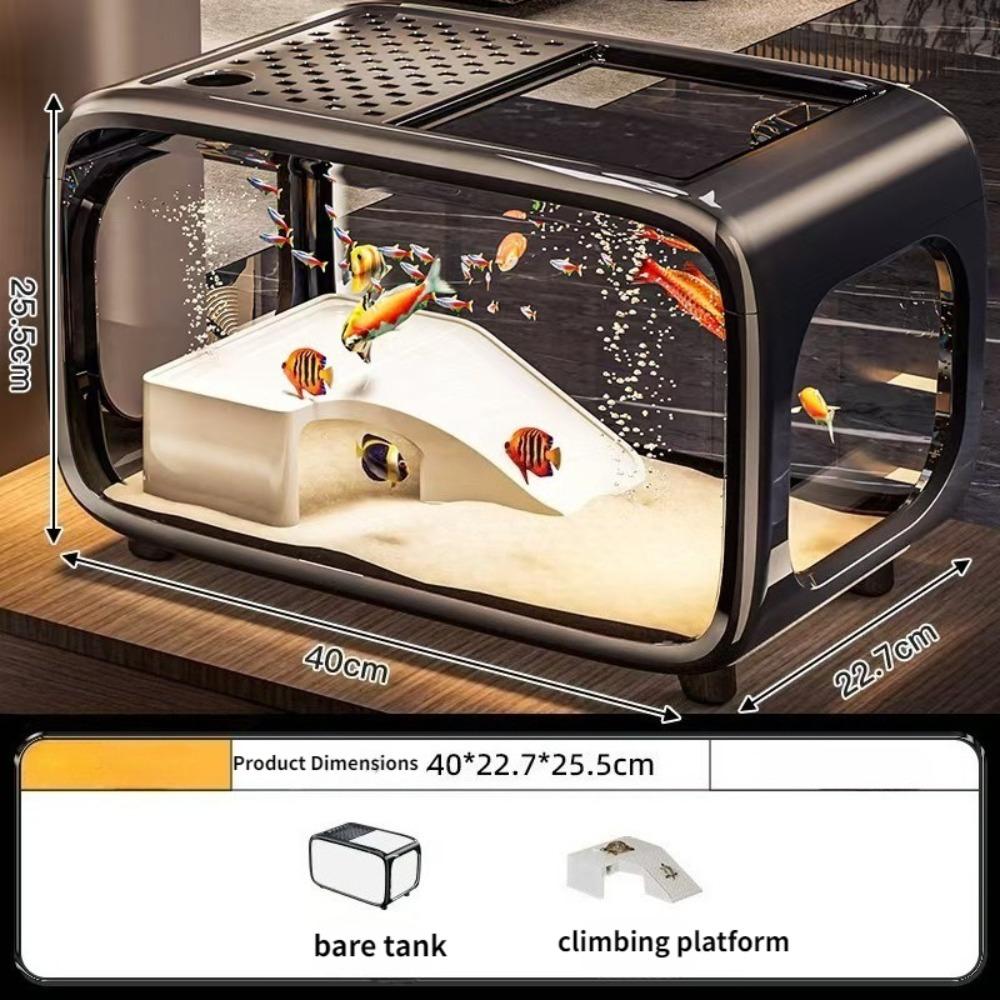 All-in-one turtle and lizard enclosure with lid, minimalist design suitable for living room decoration. Stable base with shatter-resistant construction, rectangular aquarium large-capacity tank for home use,ideal for both freshwater and saltwater breeding