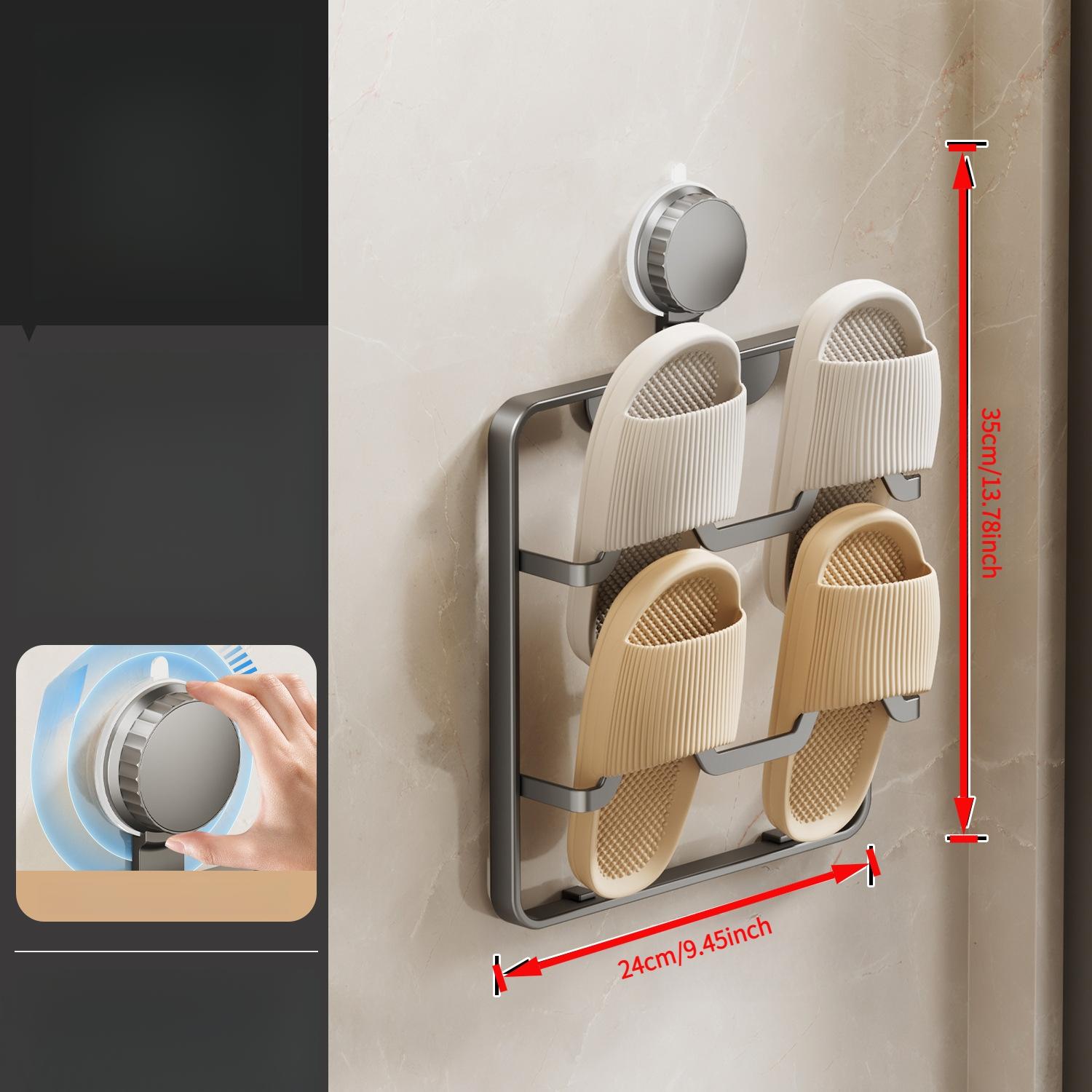 1 suction cup slipper rack, punch-free multi-layer slipper storage rack for bathrooms and toilets, wall-mounted draining rack for toilets, suitable for storing slippers and shoes in bathrooms and living rooms