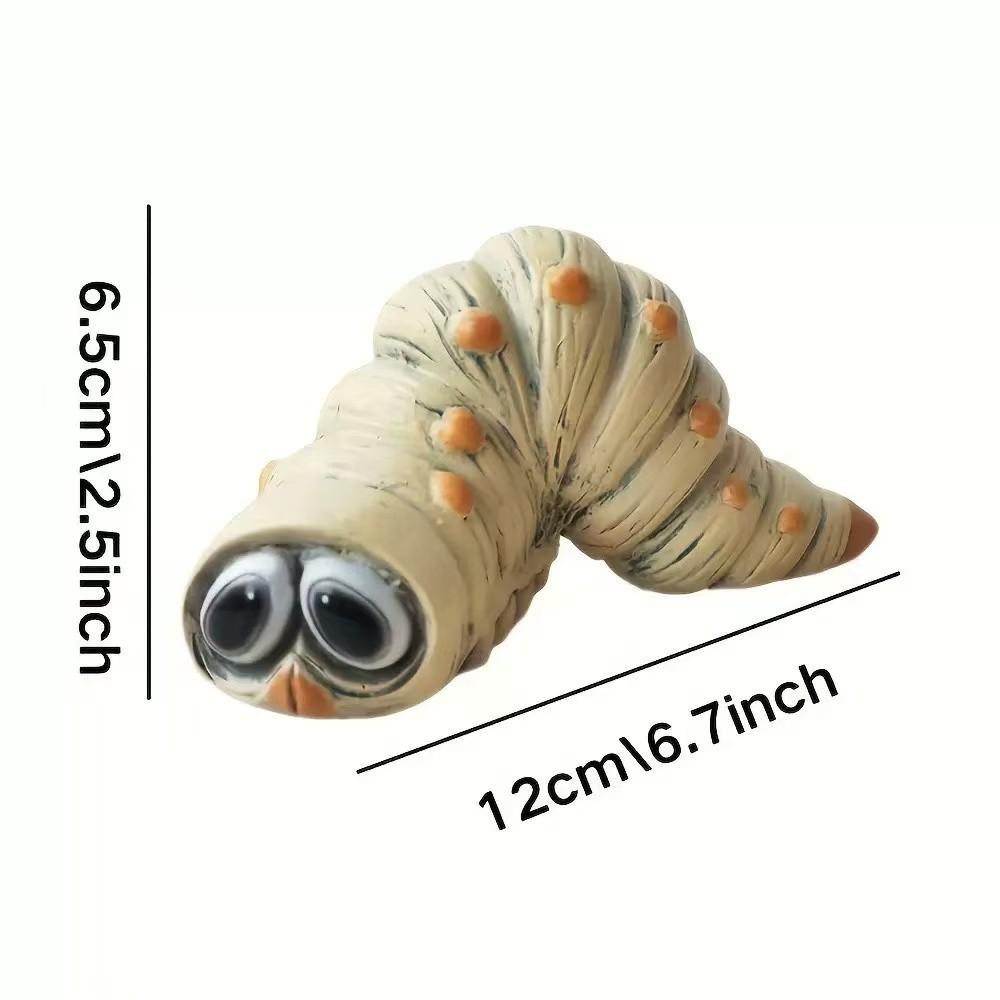 Cartoon Large Eye Caterpillar Resin Ornament, Round Dot Antennae Cute Insect Design, Garden Decor, Mini Landscape Decoration, Fun Gardening Gift