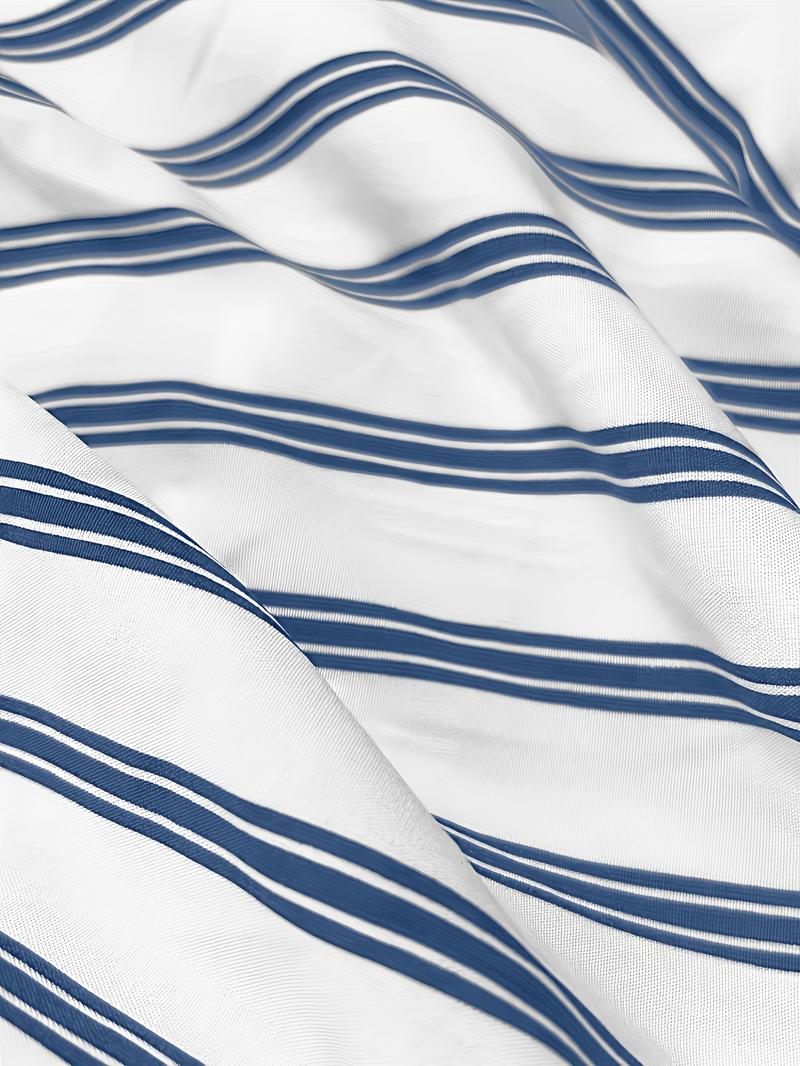 Elegant Plus Size Women's Striped Bishop Sleeve Blouse, Stylish Lapel Collar Decorative Button Shirt, Fashionable Casual Top