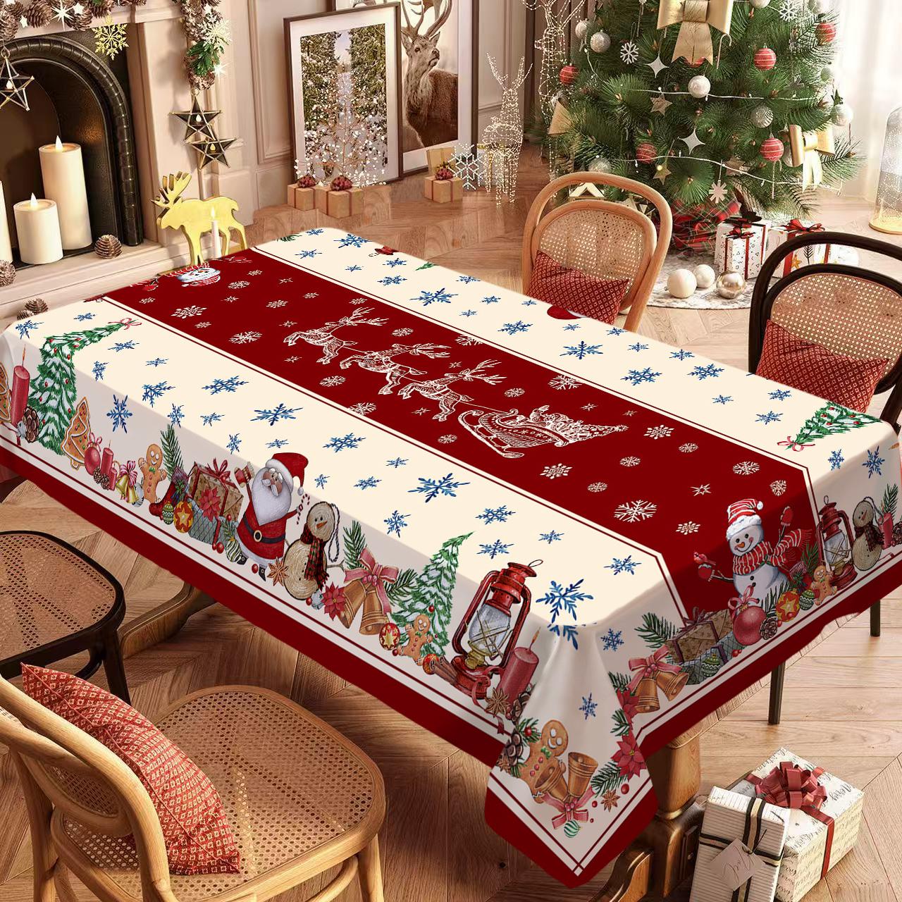 Rectangular Christmas Tablecloth, Gingerbread Man Snowman Design, New Year Party and Dinner Decorations, Best Christmas Gift