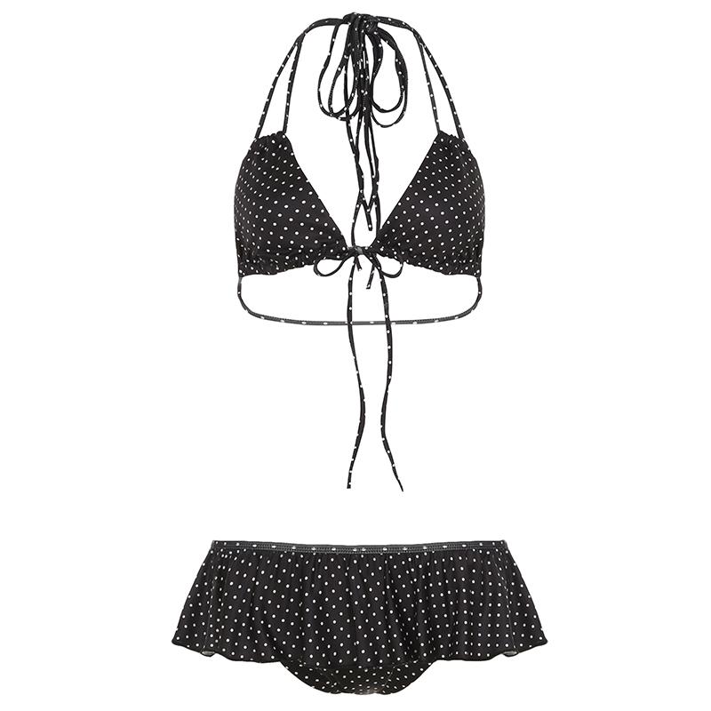 Women's Polka Dot Print Halter Top & Shorts Bikini Set, Sexy Y2k Beach Vacation Swimwear Set for Women, Summer Swimwear Essential, Bikini Outfits, Swimsuit Summer, Halter Neck Bikini