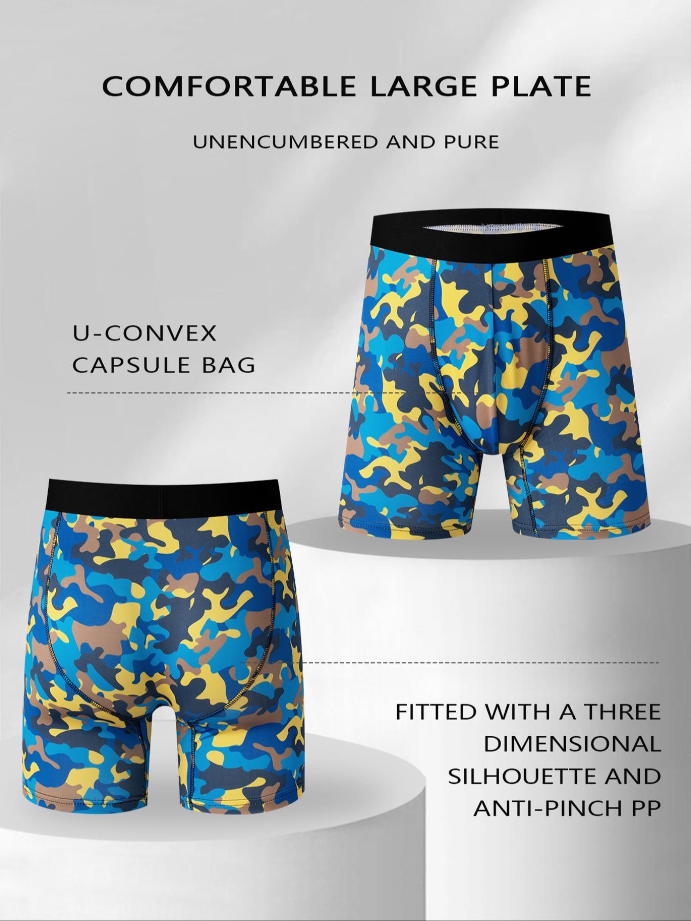 Men's Camo Print High Stretch Boxer Brief, Casual Comfy Breathable Underwear for Daily Wear, Mens Shorts for All Seasons