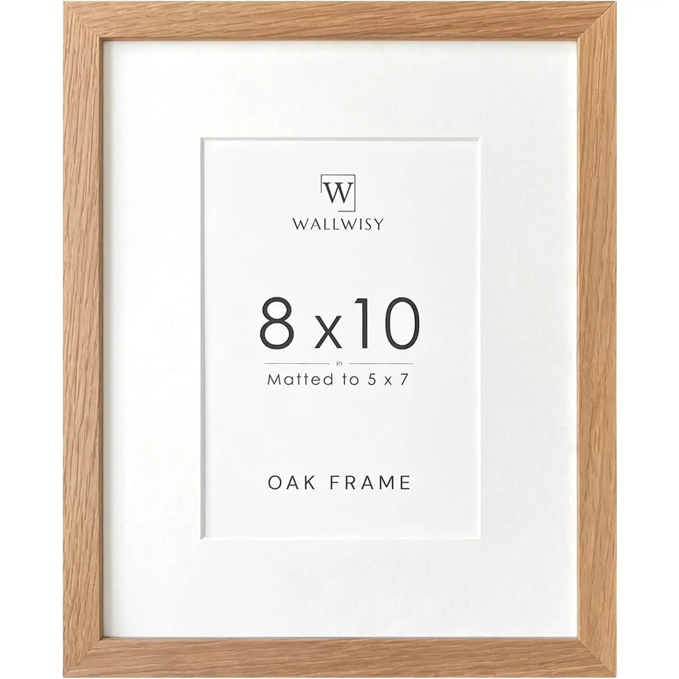 8x10 Picture Frame, Solid Oak Wood 8x10 Frames with Mat to 5x7 | Natural Oak 10x8 Photo Frames, Wall and Tabletop Display, Horizontal or Vertical Display, Natural finish, Set of 1