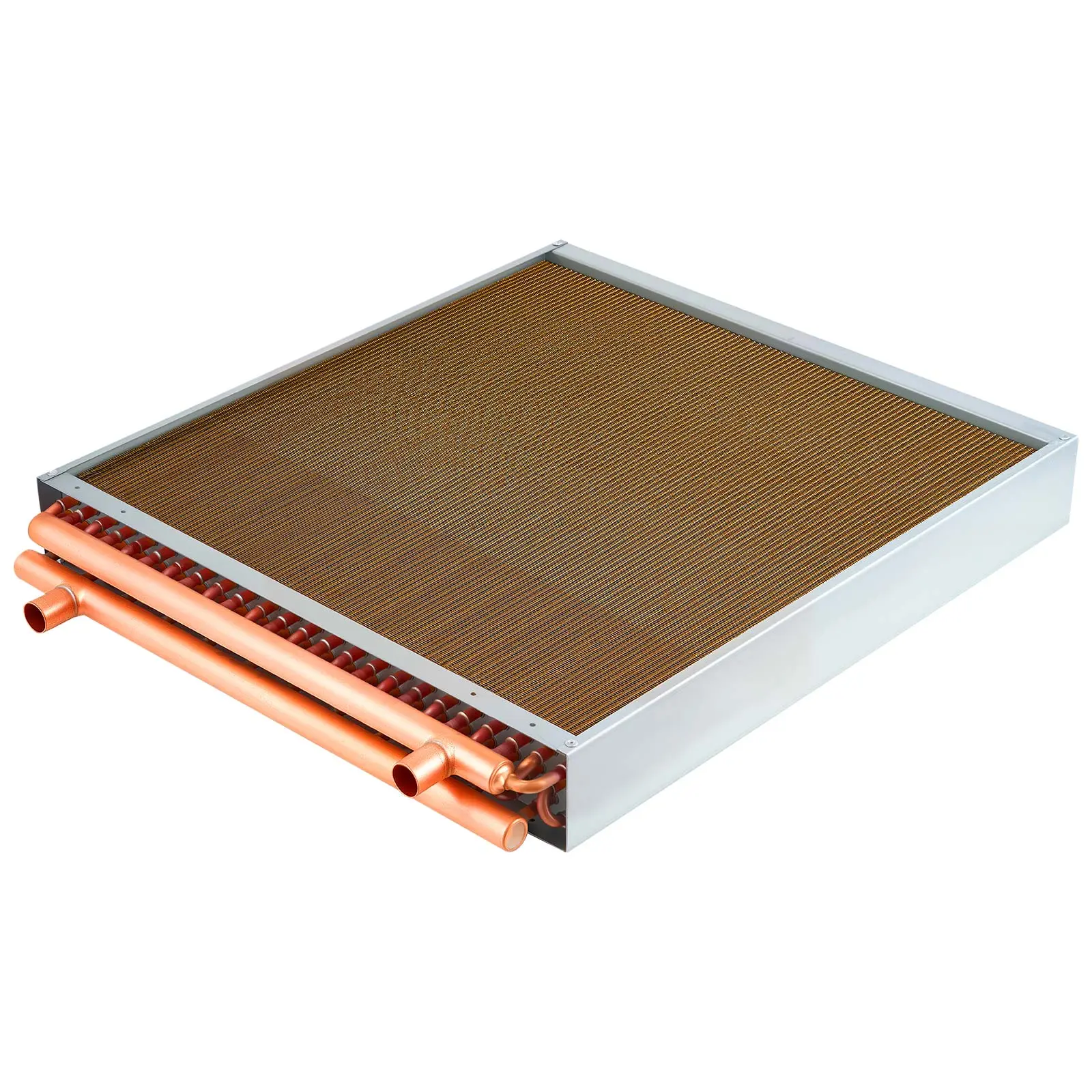 Water to Air Heat Exchanger, 24 x 24 in Finned Tube HVAC Heat Exchanger Coil with Copper Tubes & Aluminum Fins, 225K BTU Output for Outdoor Wood Furnace, Hydronic Heating & Cooling Systems