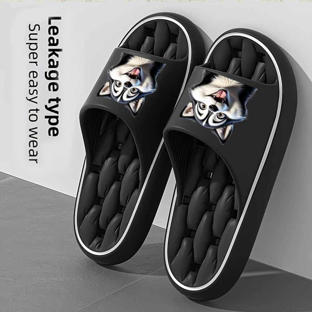 1pc EVA Cartoon Husky Slippers - Lightweight, Flexible, Easy to Clean, All-Season Indoor Slippers with Black & White Husky Design, Perfect for Home Use, Casual Slip-On Style, Indoor Footwear | Playful Design | Flexible EVA Sole