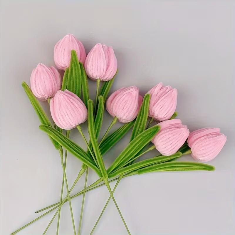 584 Piece Tulip Chenille Stem Set for Arts and Crafts, Colorful Decorative Flowers for Weddings and Festivals, Ideal Gift for Birthdays and Holidays