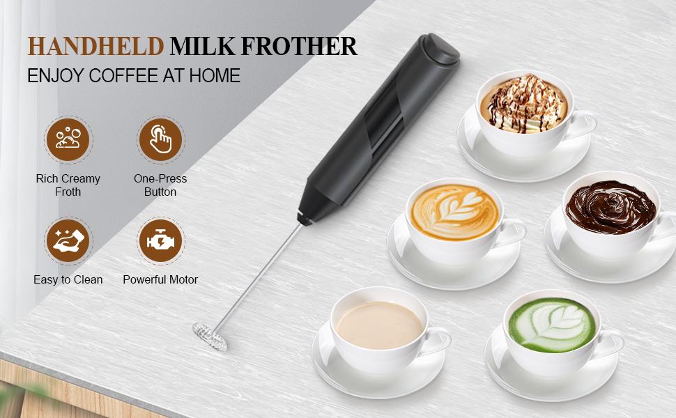 Handheld battery-powered milk frother, ultra-fast electric blender and froth machine for coffee, latte, hot milk tea, etc. Usb Rechargeable Mixer Mixer Kit Stick Steel