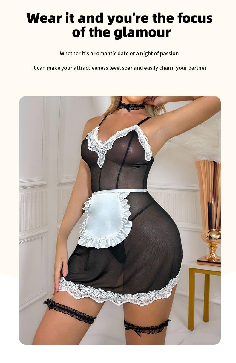 Women's Black 6-Piece Sexy Halloween Maid Lingerie Set - Curvy Altgirl Outfit, Seduction-Themed Underwear Gift for Seniors lingerie, lace sexy woman, new stylewomen, lingerie set Women's Black 6-Piece Sexy Halloween Maid Lingerie Set - Curvy Altgirl Outfit, Seduction-Themed Underwear Gift for Seniors lingerie, lace sexy woman, new stylewomen, lingerie set