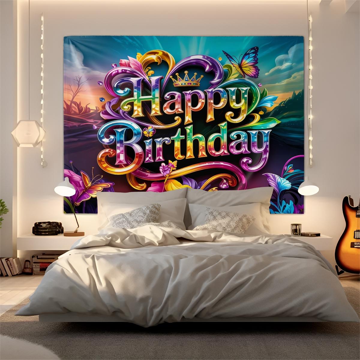 Joyful Birthday Party Theme Tapestry – Perfect Party Decor Gift ✨ Cake & Candy Print, Living Room Backdrop Decor, Maxes Out Birthday Gathering Vibe