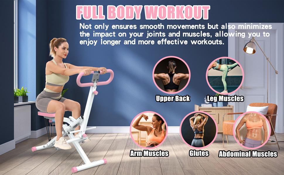 【Hufaut 】Squat Machine for Home,Exercise Machine,330lbs Foldable,Ride & Rowing Machine for Botty Glutes Butt Thighs,Ab Back/Leg Press Hip Thrust