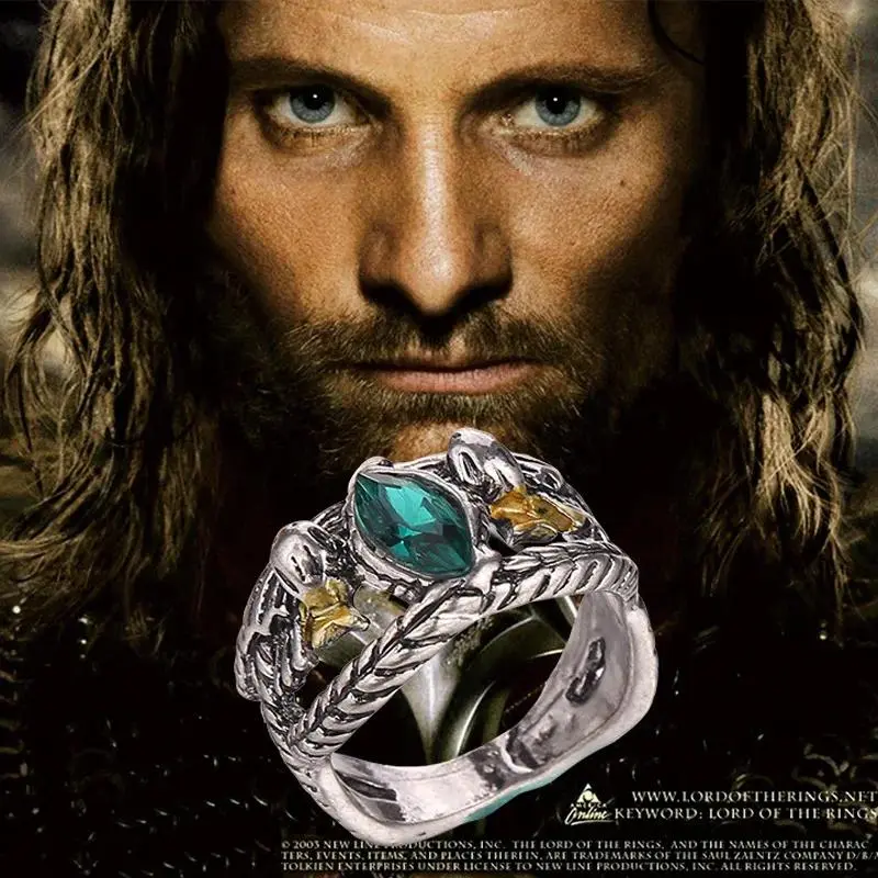 Lord Ring of Barahir Aragorn Gondor Green Crystal Rings for Women Men Jewelry Lord Ring of Barahir Aragorn Gondor Green Crystal Rings for Women Men Jewelry