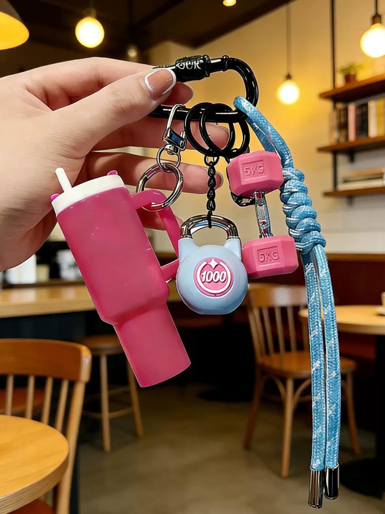 Creative Design Sports Water Bottle Series, Fitness Accessories, Fashion Keychain, Dumbbell Plate Weight Charm, Backpack Pendant, Perfect Gift for Men and Women