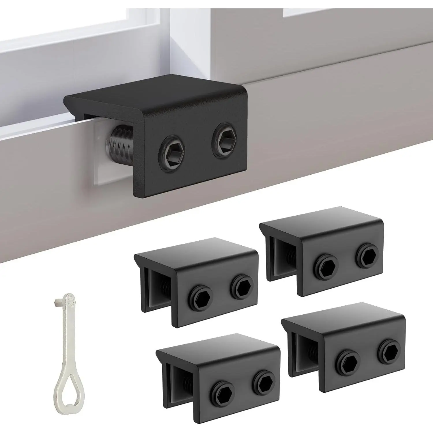 4-Pack Keyed Window Locks, Child Proof Security Lock for Sliding Vertical & Horizontal Windows, Adjustable Blocker, Easy Install Safety Lock for Home Office, Black