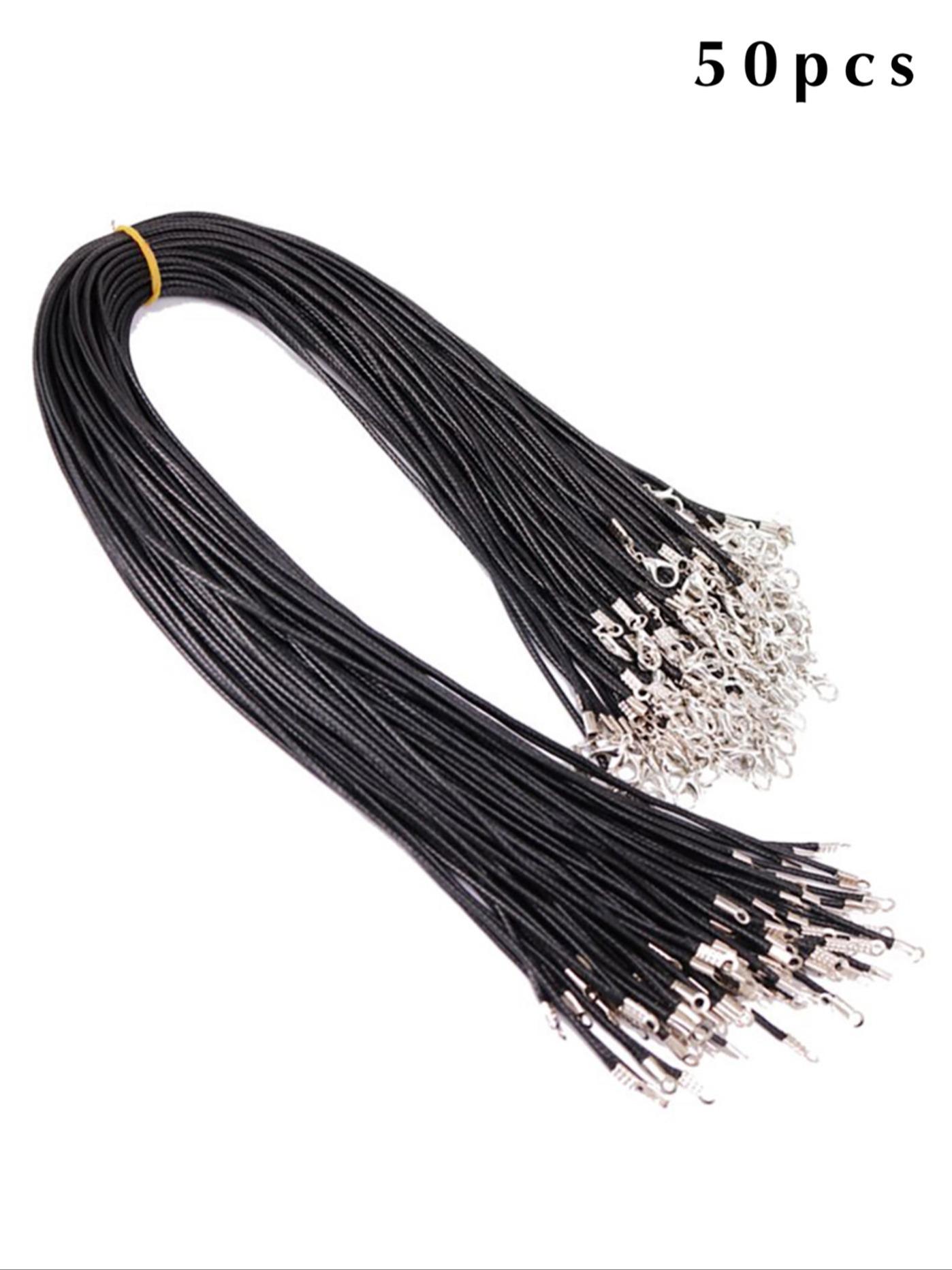 50 Pieces High-Quality Leather Necklace Bracelet Cords, Clip Rings, Suitable for Pendants, 18 Inches, Jewelry Making Material