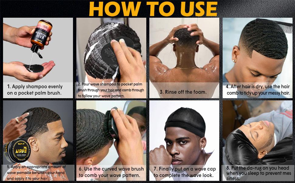 Waves Pomade-360 Waves Wash Shampoo Kit -Wave Shampoo for Black Men 360 Wave Shampoo Waves Shampoo Strenghtens Daily Nourishing