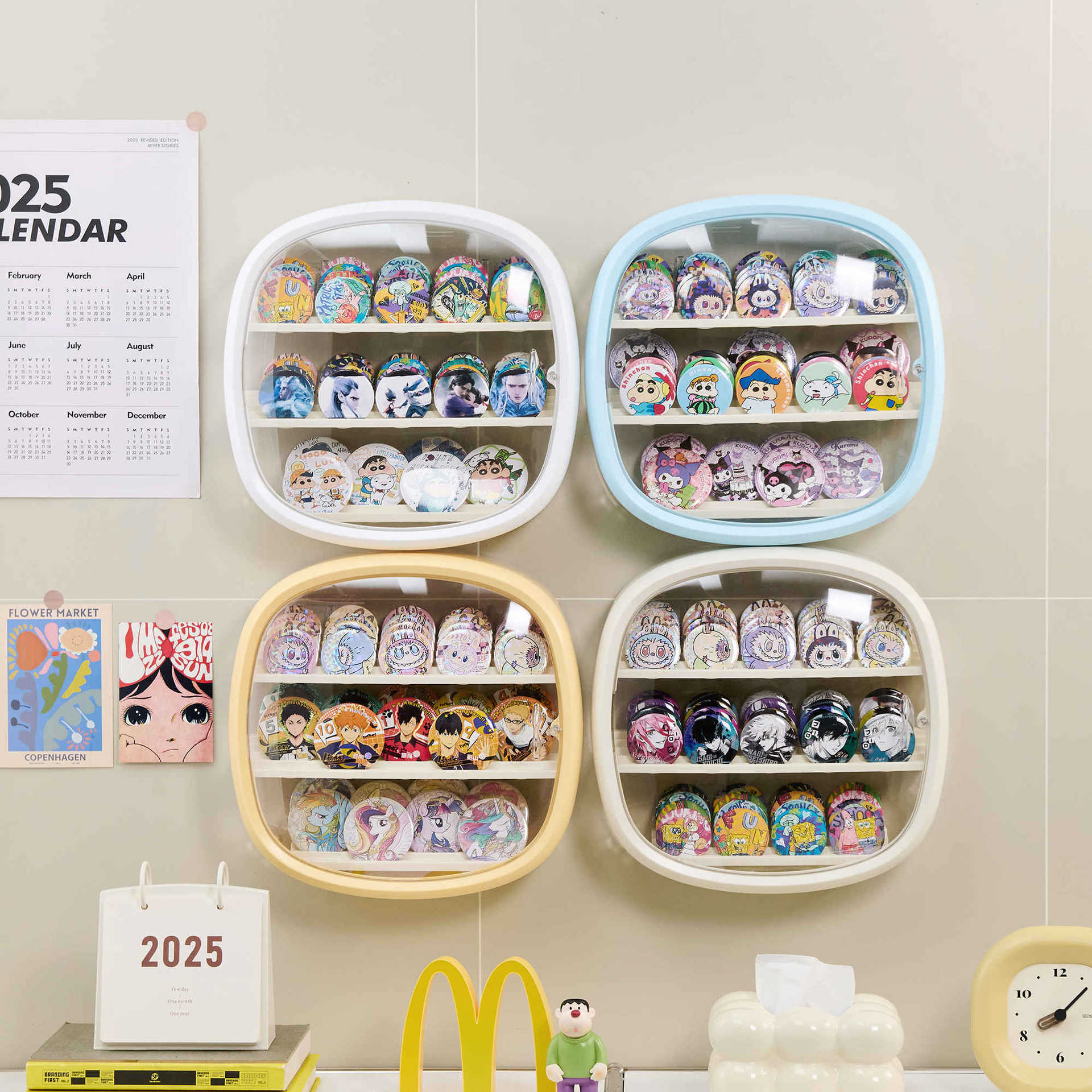 1pc Multi-Functional Space Capsule Blind Box Display Stand, Transparent Storage Box for Figures & Badges, Display Cabinet for Pop Mart Toys, Dustproof Organizer for Desktop & Wall Mount