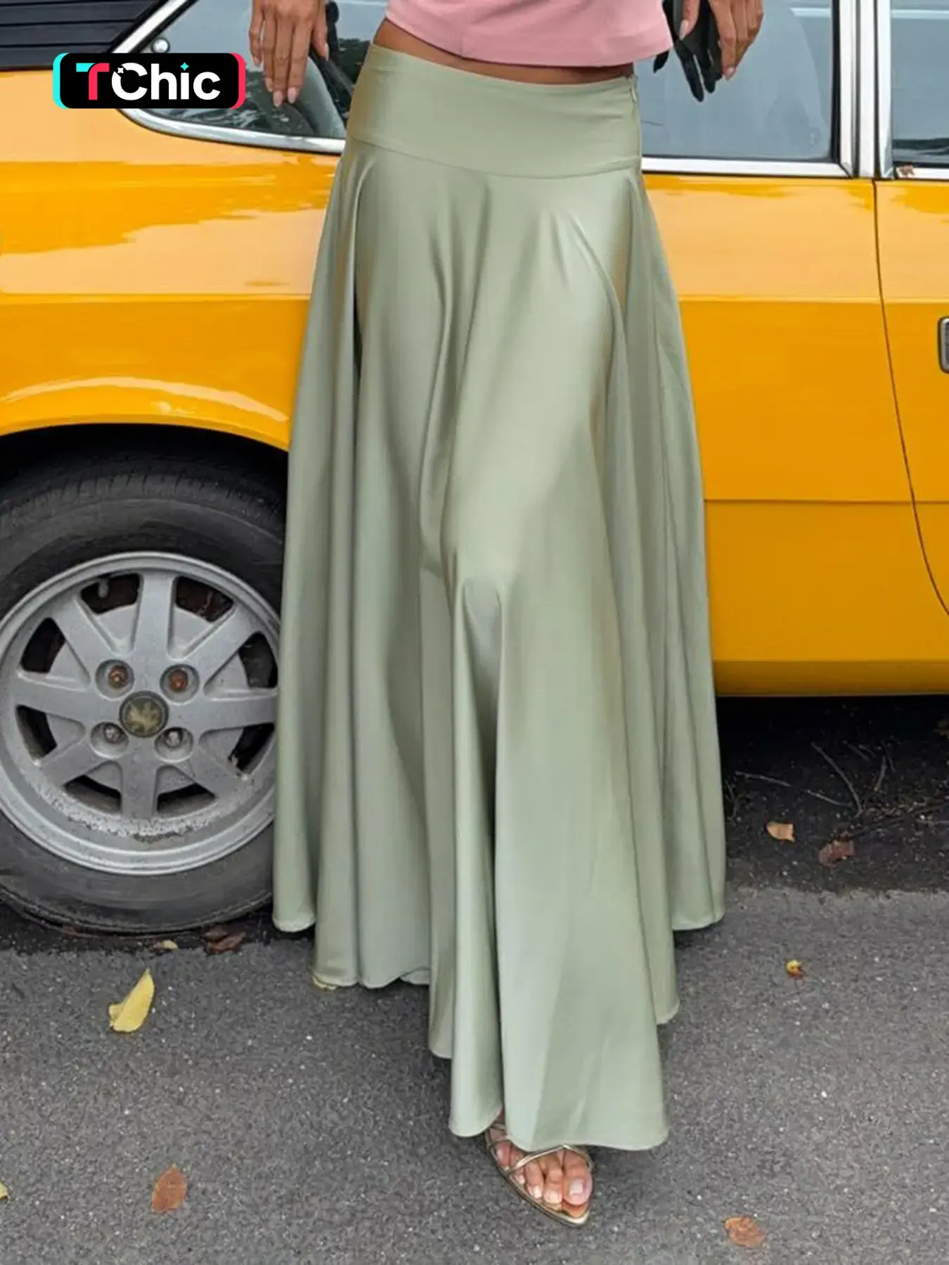 Fashion Street Style Solid Satin Loose-Fit Draped Skirt, Summer Women's Elegant A-Line Drop Waist Zip Long Skirt, Casual All Seasons Maxiskirt, Loose Fitting Skirt, A Line Skirts