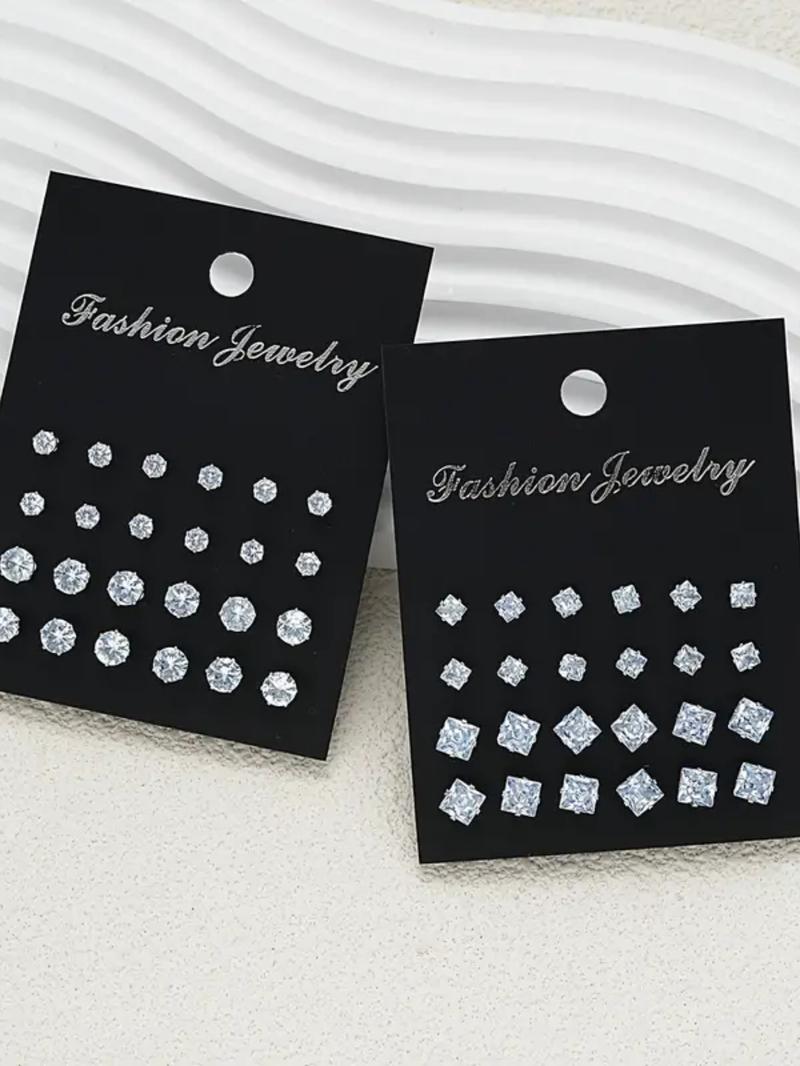 Rhinestone Decorated Stud Earrings Set, Fashionable Jewelry for Women & Men, Trendy All-match & Exquisite Jewelry for Birthday Gift, Ear Studs