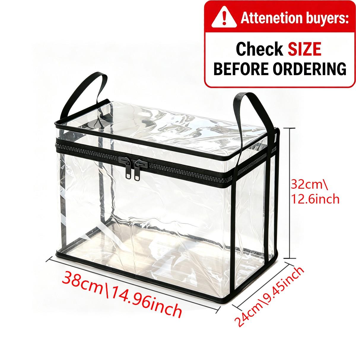 Transparent Storage Box, Thickened PVC Waterproof Dustproof, with Handle, Doll Book Organizer, Doll Storage Container, Multi-Use Bag for Home Camping Moving Garage