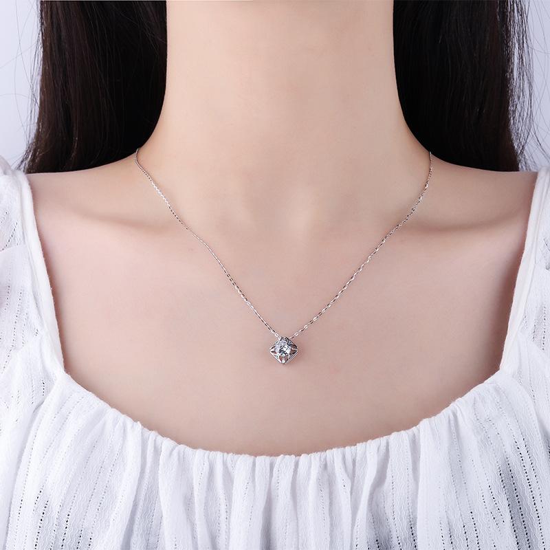[ASM-NC123] S925 Sterling silver Moissanite ring Classic square necklace pendant fine jewelry ring fashion moissanite ring