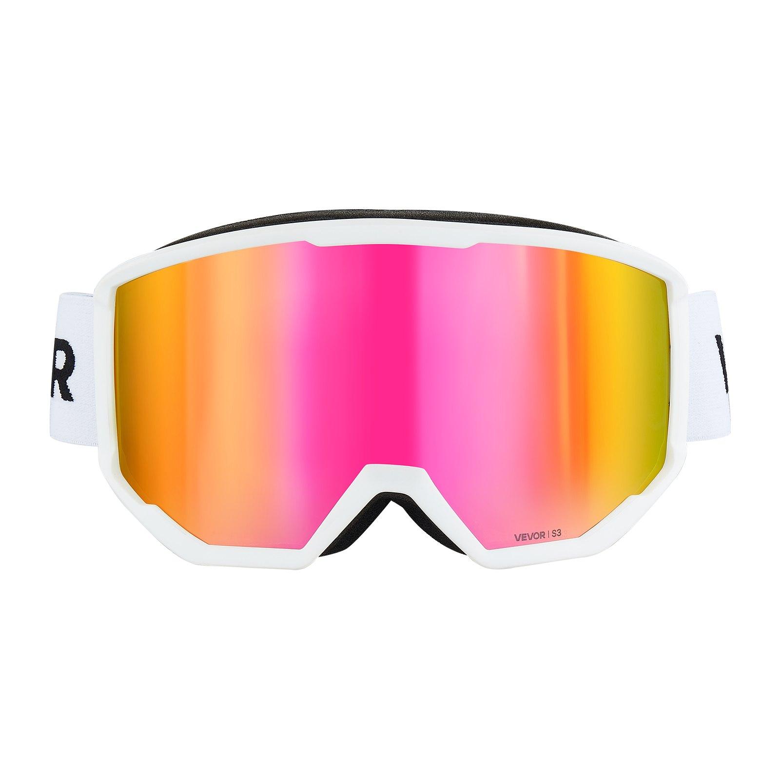 fathersdaygift  VEVOR Ski Goggles, Cylindrical Lens with Pink Revo Coating, OTG Anti fog Snow Goggles for Men Women Youth, TPU Frame Ventilation Structure, Suitable for Skiing, Skating, Snowboarding, Cycling