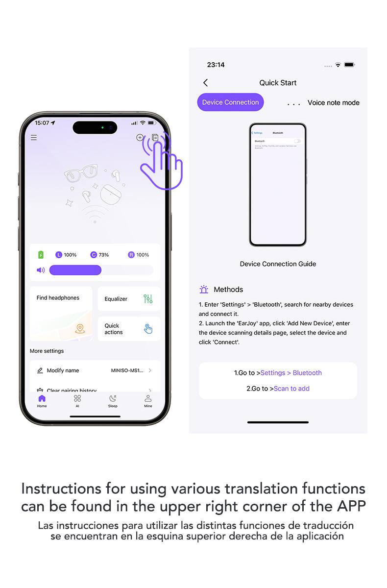 MINISO MS156 AI Headphones True Wireless OWS Earphones Bluetooth 5.4 134 Languages Translation Earbuds HiFi Sound Waterproof Open Ear Headsets with APP