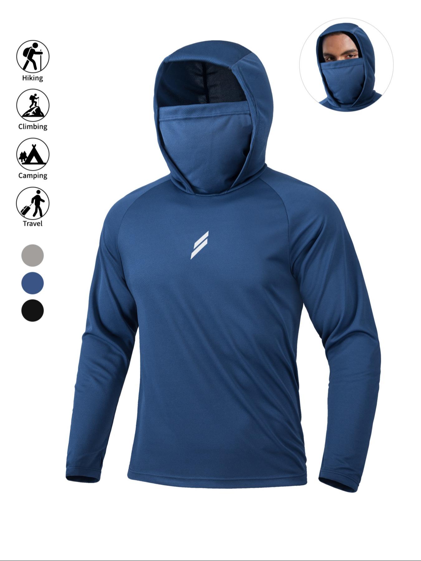 Men's Sun Protection Hoodie Set,FishingHoodiewithMask,Casual Breathable Fishing Jacket,Quick Dry Sportswear with Face Cover, SunProtectionFishingGear,Outdoor Adventure Clothing