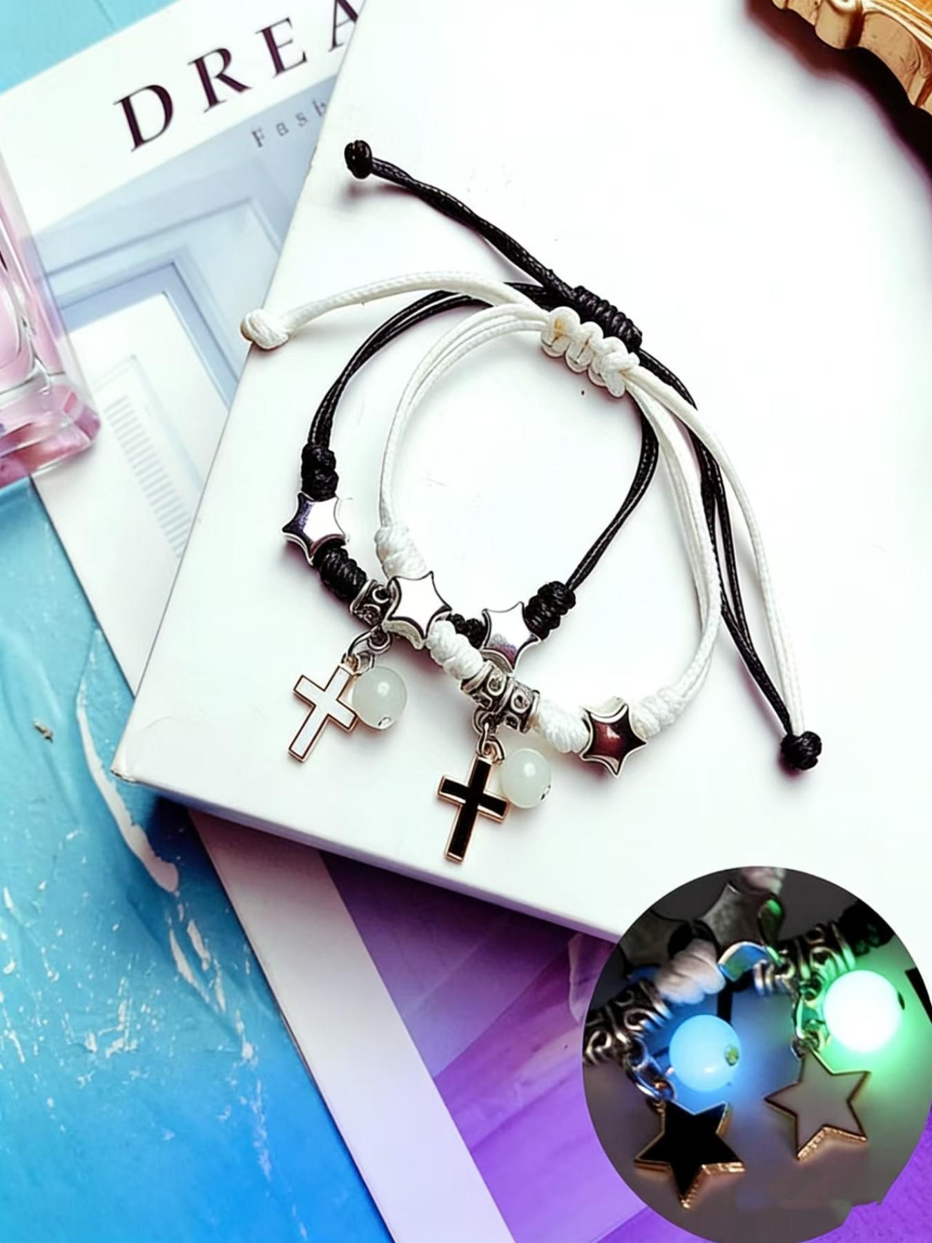 Glow-In-The-Dark Bracelet for Women, Student Friendship Band, Luminous Wristband for Couples, Unisex Night Light Accessory