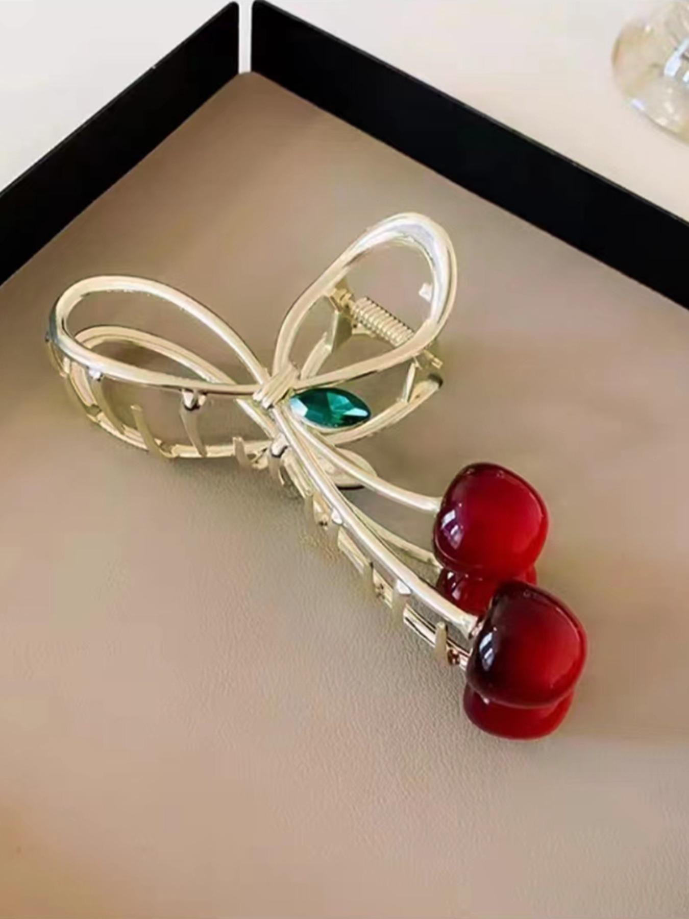 Cute Cherry Hair Claw Clips for Women Sweet Fruit Acrylic Hair Catch Barrettes Fashionable Acetate Hair Accessories Girls Daily Styling Gift