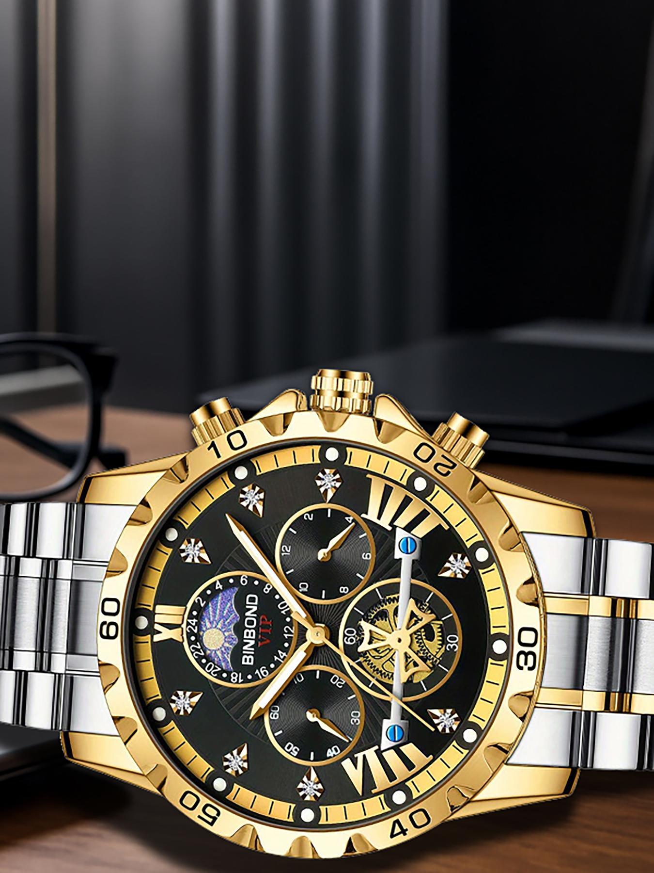 A genuine men's business student luminous waterproof flywheel high-end quartz watch Analog Quartz Watch