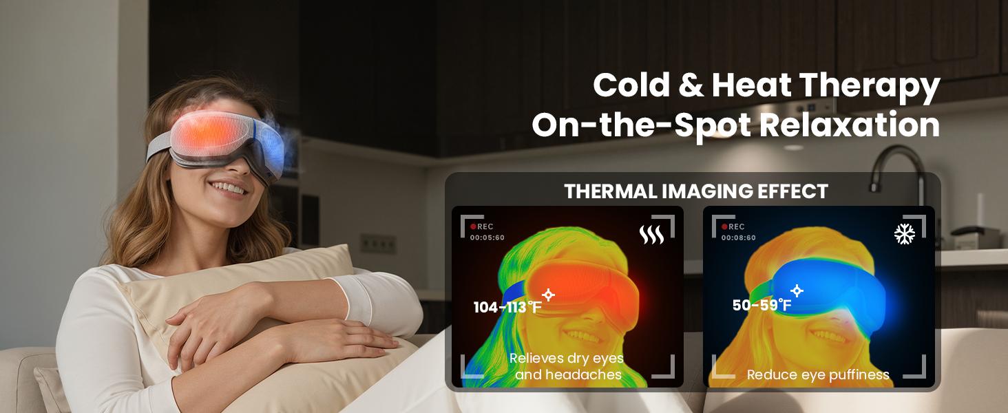 【Bob and Brad Smart Eye Massager】EyeOasis 2-Eye Massager with Heat and cold Bluetooth Music, Comfort Eye Mask for Relaxation, 10 Massage Modes, 15 mins Auto-Off, Ideal Gift for Men & Women, Present Recommended by professional physical therapists