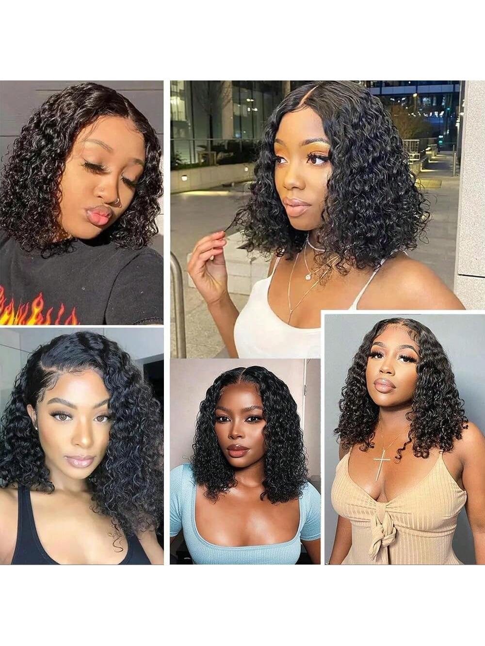 4x4 Wear And Go Glueless Bob Wig Human Hair Kinky Curly Lace Front Bob Wigs For Women Ready To Wear Short Curly Lace Closure Wigs Human Hair Pre Plucked Pre Cut 180 Density Natural Color No Glue Beginner Friendly