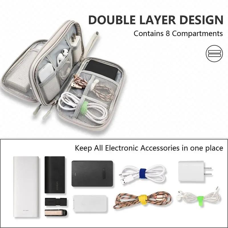 Large Multi-Layer Digital Accessories Storage Bag, Power Hard Drive Protector, Dust-Proof Charging Cable & Earphone Case, Travel Organization Pouch