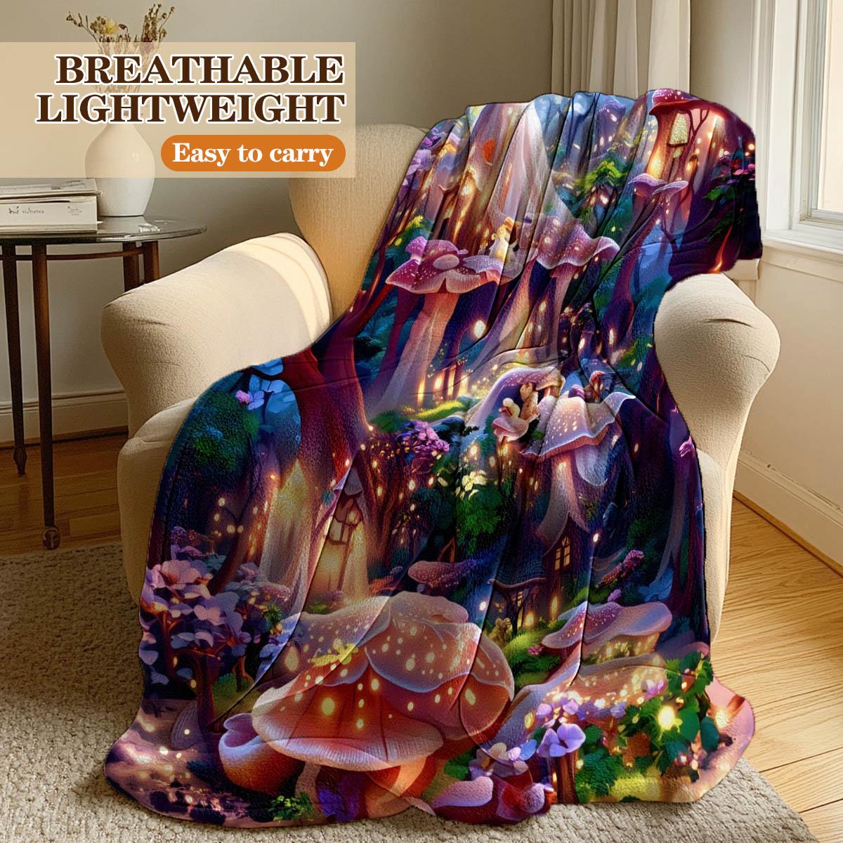 Dreamy Night Forest Print Blanket, Soft Flannel, Lightweight Warm, No Pilling, Living Room Bedroom Window Cover, Holiday Gift, Pet Blanket