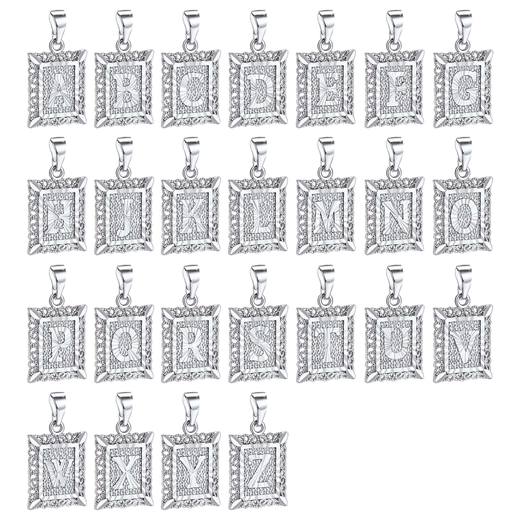 FindChic Initial Tag Necklace A-Z 26 Letters Name Pendant Necklace Double Chain Set Stainless Steel Chain Stack Vintage Chain Unisex for Women Men